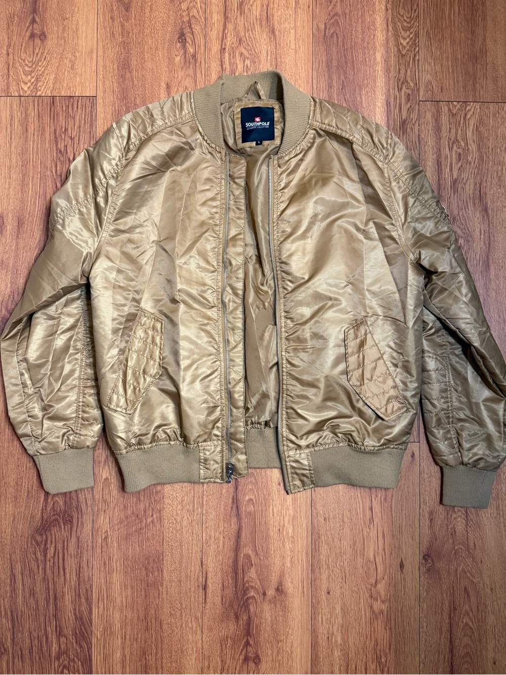 South Pole Olive Green Bomber Jacket with Tan Ribbing